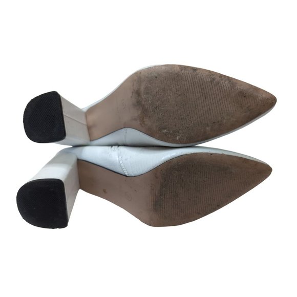 Nasty Gal Ankle Boots Booties Womens 6 White Croc Chunky Heel Pointed Toe - Picture 6 of 10